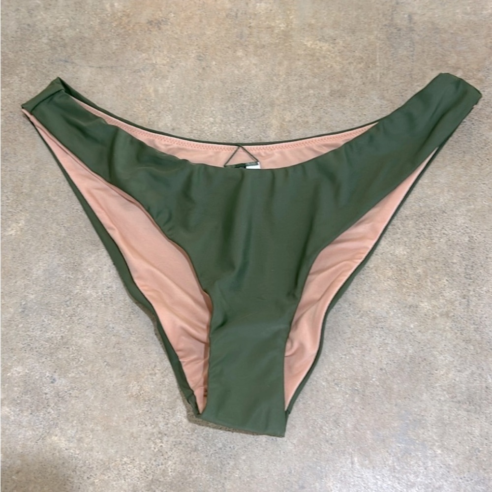 NWT J. Crew Curved Waist Cheeky Bikini Bottom Green Size M